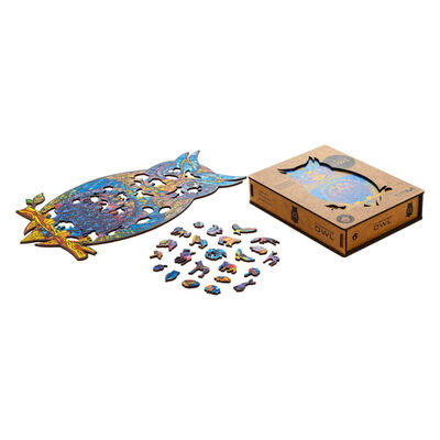 UNIDRAGON 186 Piece Wooden Jigsaw Puzzle Charming Owl Medium 21x35 cm