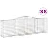 vidaXL Arched Gabion Baskets 8 pcs 400x50x120/140 cm Galvanised Iron