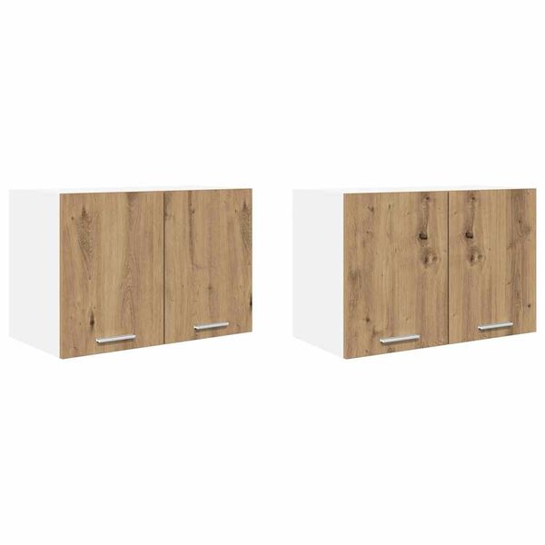 vidaXL Hanging Cabinet 2 pcs Artisan Oak and White 60 x 31 x 40 cm