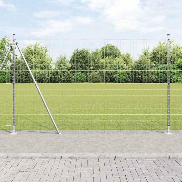 vidaXL Fence with Post Silver 1.6 x 10 m Steel