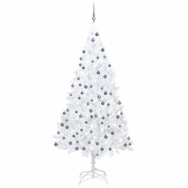 vidaXL Artificial Pre-lit Christmas Tree with Ball Set White 240 cm