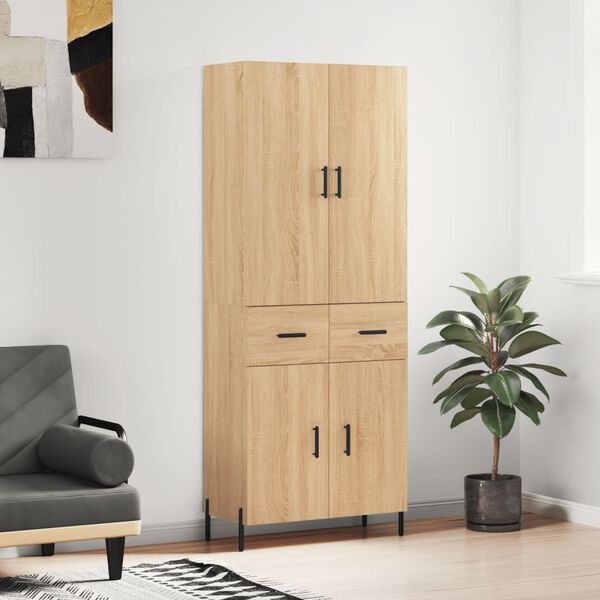 vidaXL Highboard Sonoma Oak 69.5x34x180 cm Engineered Wood