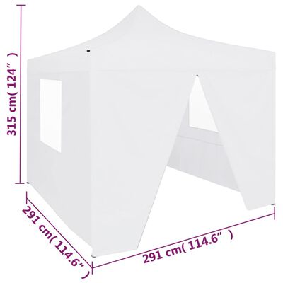 vidaXL Professional Folding Party Tent with 4 Sidewalls 3x3 m Steel White