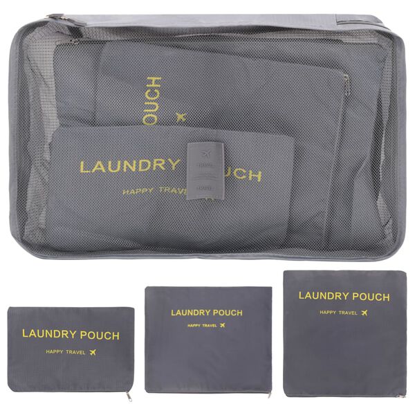 vidaXL 6 Piece Travel Packing Cube Set Grey