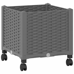 vidaXL Garden Planter with Wheels Light Grey 40 x 40 x 48 cm PP