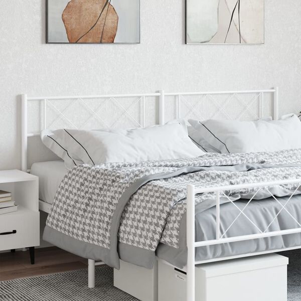 vidaXL Metal Replace Headboard White 200 cm