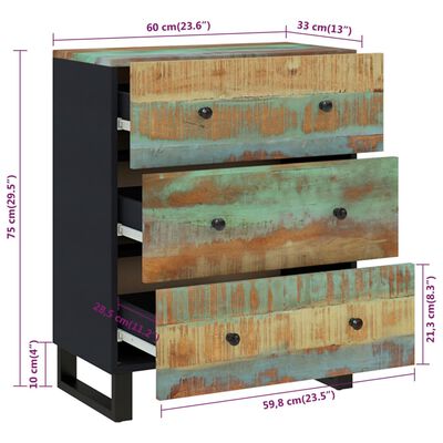 vidaXL Sideboards 2 pcs 60x33x75 cm Solid Wood Reclaimed