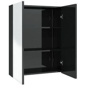vidaXL Mirror Cabinet | Shining black | MDF with melamine surface, glass