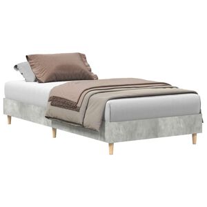vidaXL Bed Frame No Mattress Concrete Grey 75x190 cm Small Single Engineered Wood