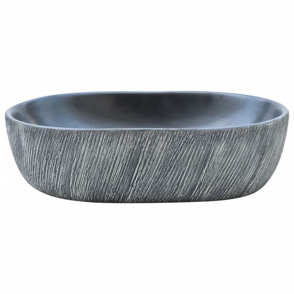 vidaXL Countertop Basin Black and Grey Oval 47x33x13 cm Ceramic