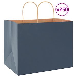 vidaXL Paper Bags 250 pcs with Handles Blue 32x22x24 cm