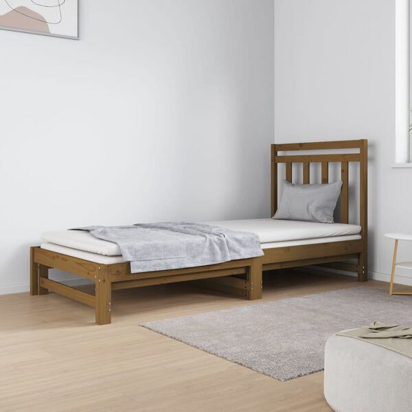 vidaXL Pull-out Day Bed without Mattress Honey Brown 2x(90x190) cm
