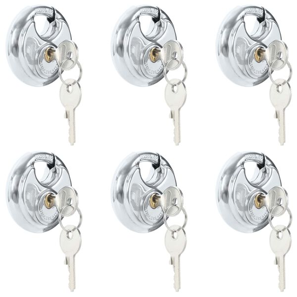 vidaXL Discus Locks with Keys Silver Stainless Steel