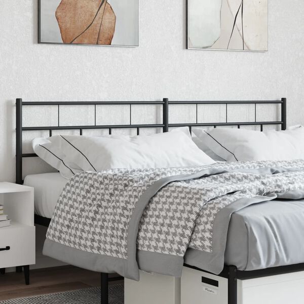 vidaXL Metal Replace Headboard Black 200 cm