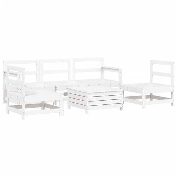 vidaXL 6 Piece Garden Sofa Set White Solid Wood Pine