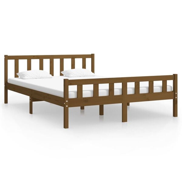 vidaXL Bed Frame without Mattress Honey Brown Solid Wood King Size