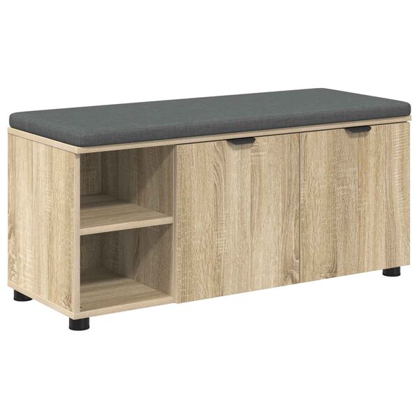 vidaXL Hall Bench with Cushion with Shelf Sonoma Oak 100 x 38 x 46 cm