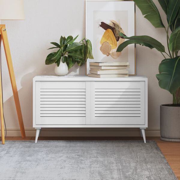 vidaXL Cabinet Doors Louvred Design 2 pcs White 39.5x49.4 cm Solid Wood Pine