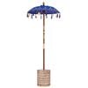 vidaXL Parasol with Base Blue 95 x 95 x 260 cm Cotton and Wood