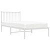 vidaXL Metal Bed Frame without Mattress with Headboard White 90x200cm