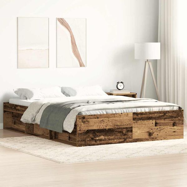 vidaXL Bed Frame without Mattress Old Wood 120x200cm Engineered Wood