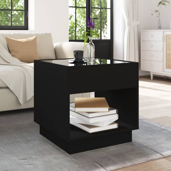 vidaXL Coffee Table with Infinity LED Black 50x50x50 cm