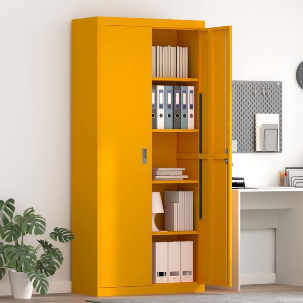 vidaXL Storage Cabinet 2 pcs Mustard Yellow 90 x 40 x 200 cm Steel