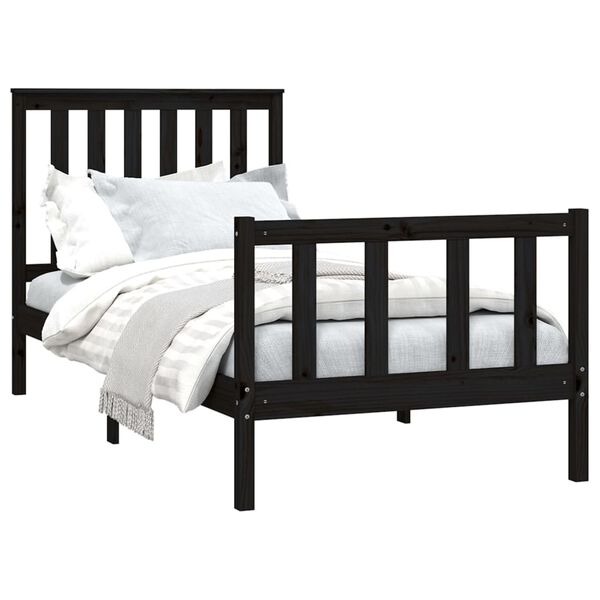 vidaXL Bed Frame without Mattress Black 100x200 cm Solid Wood Pine