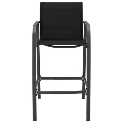 vidaXL Garden Bar Chairs 2 pcs Black Textilene
