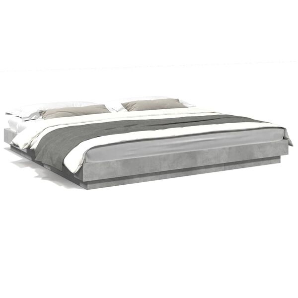 vidaXL Bed Frame with LED Lights without Mattress Concrete Grey 180x200cm
