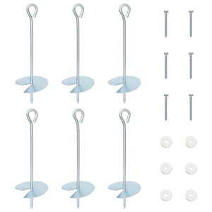vidaXL Earth anchor 6 pcs Silver &Oslash;10 x 30 cm Galvanized Metal