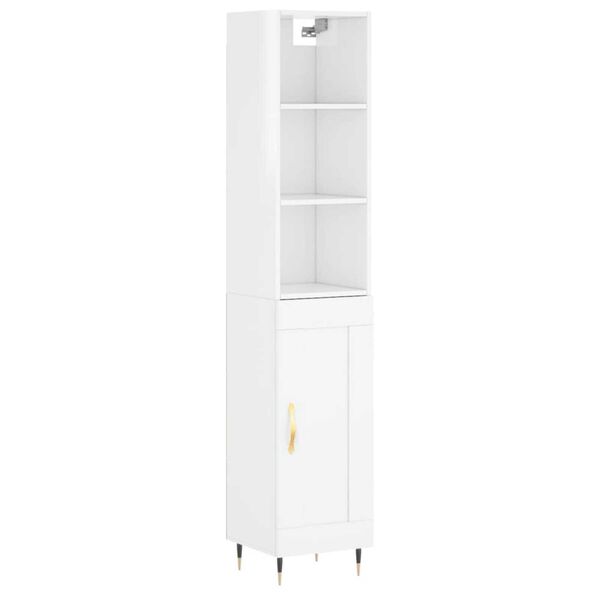 vidaXL Highboard High Gloss White 34.5x34x180 cm Engineered Wood
