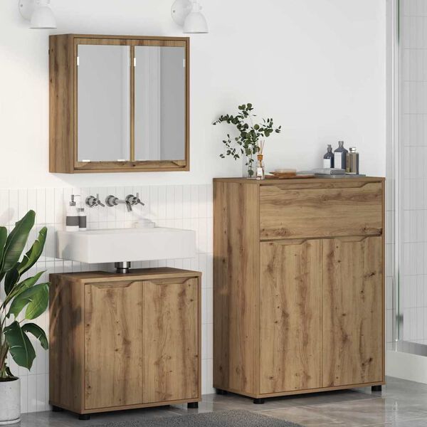 vidaXL Bathroom Furniture Set Manual 3 pcs Artisan Oak Engineered Wood