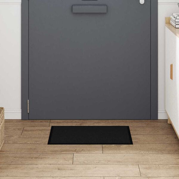 vidaXL Door Mat Black 60 x 40 x 1.2 cm Teddy Fabric