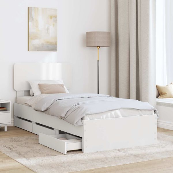 vidaXL Bed Frame with Headboard White 75 x 190 cm Engineered Wood