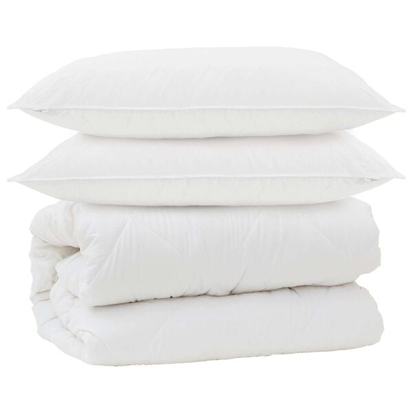 vidaXL Duvet with Pillows with Pillow 3 pcs White Microfiber