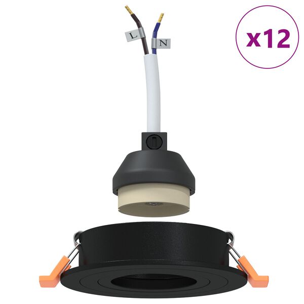 vidaXL Spotlight 12 pcs Black 9 x 9 x 2 cm Aluminium