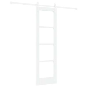 vidaXL Sliding Door 61 x 198.5 cm Solid Pine Wood and Glass White