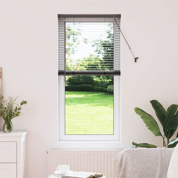 vidaXL Window Blind with Curtains Manual Black Aluminium