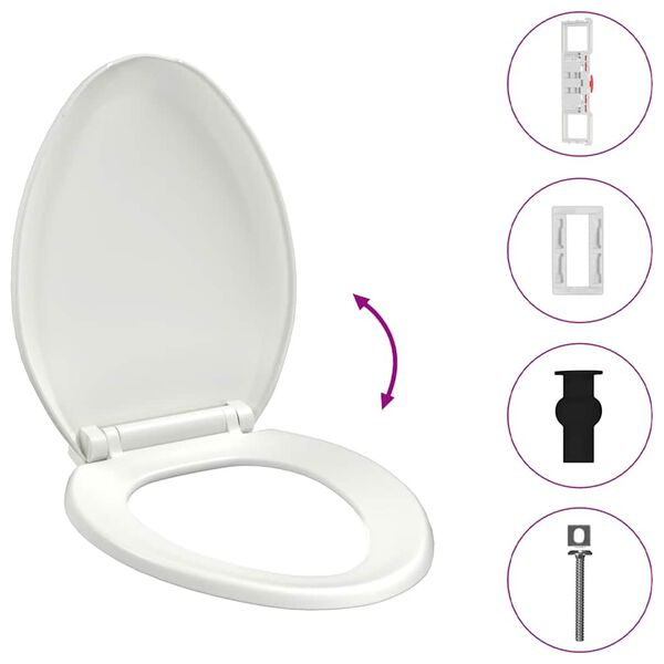 vidaXL Soft-close Toilet Seat with Quick-release Design White