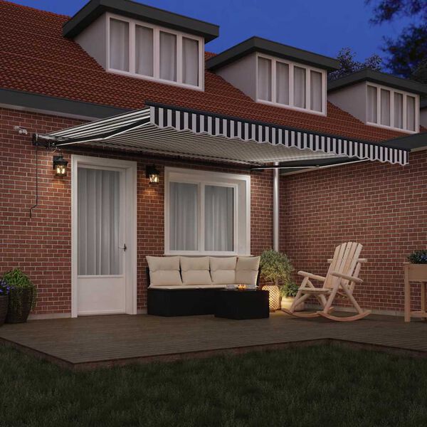 vidaXL Automatic Retractable Awning with LEDs Anthracite&White 400x300 cm