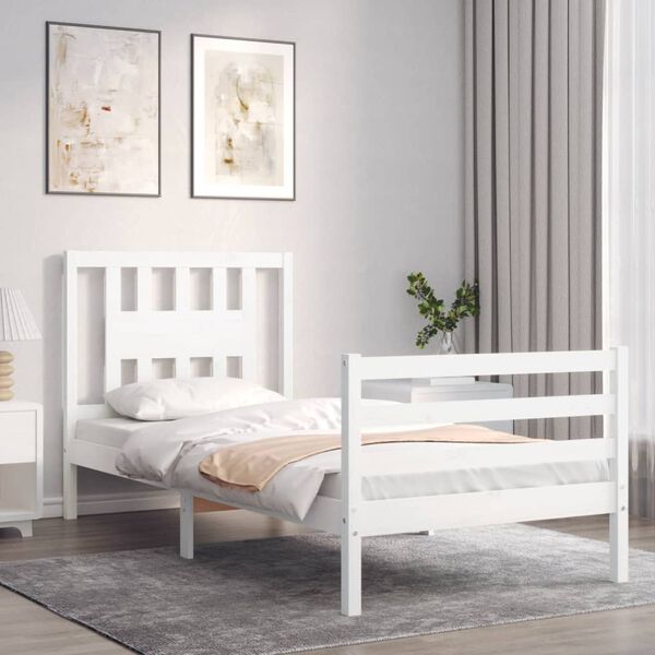 vidaXL Bed Frame without Mattress White 90x200 cm Solid Wood