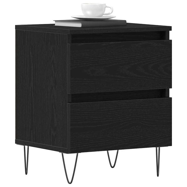 vidaXL Bedside Cabinet 2 pcs Black oak 40 x 35 x 50 cm Engineered wood