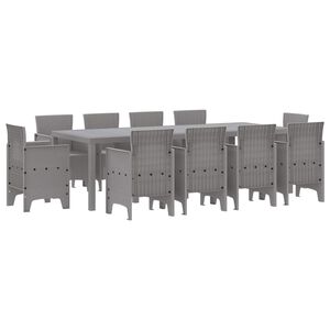 vidaXL Garden Dining Set 11 pcs Light Grey Polypropylene