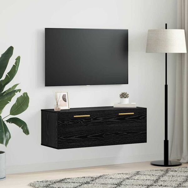 vidaXL Wall Cabinet Black oak 100 x 36.5 x 35 cm Engineered wood