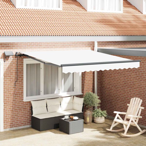 vidaXL Retractable Awning Manual White 300 x 250 cm Fabric