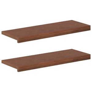 vidaXL Stair Tread 2 pcs 70 x 25 x 2 cm Dark Brown Solid Oak Wood