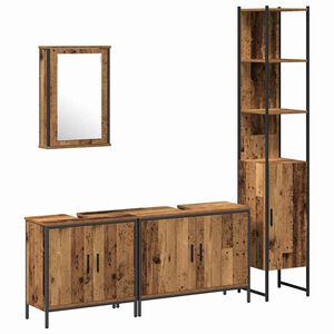 vidaXL Bathroom Furniture Set with Shelf 4 pcs Brown Engineered wood