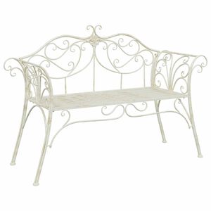 vidaXL Garden Bench 2-Seater 130 x 47 x 90 cm Steel Antique White