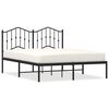 vidaXL Metal Bed Frame without Mattress with Headboard Black 140x200cm